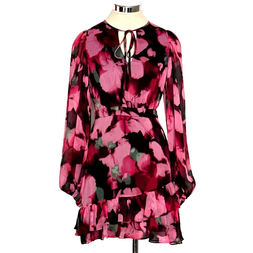 TED BAKER Women's Sz. 1 Pink Grayda Ruffles Ethereal Fairy Coquette Mini Dress